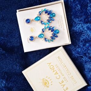 Eye Candy Luxe Collection Blue Crystal Earrings NWOT NIB